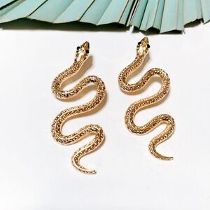 Gold snake dangle earrings S89